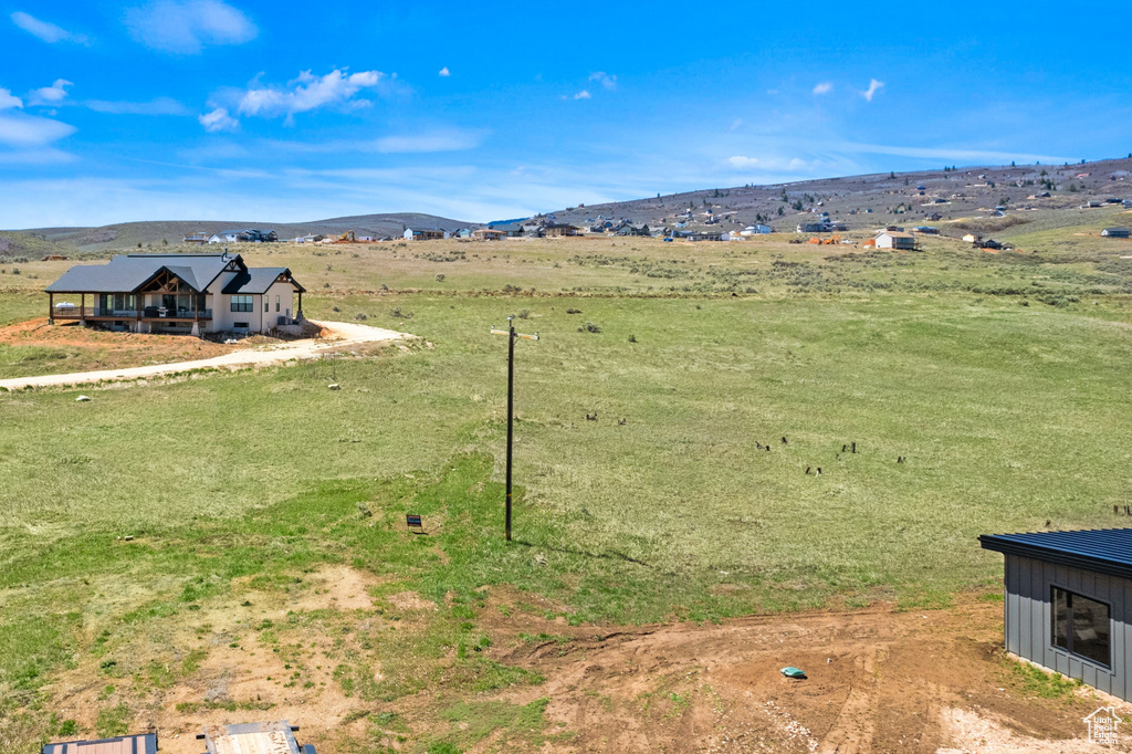 View of mountain background with rural landscape
