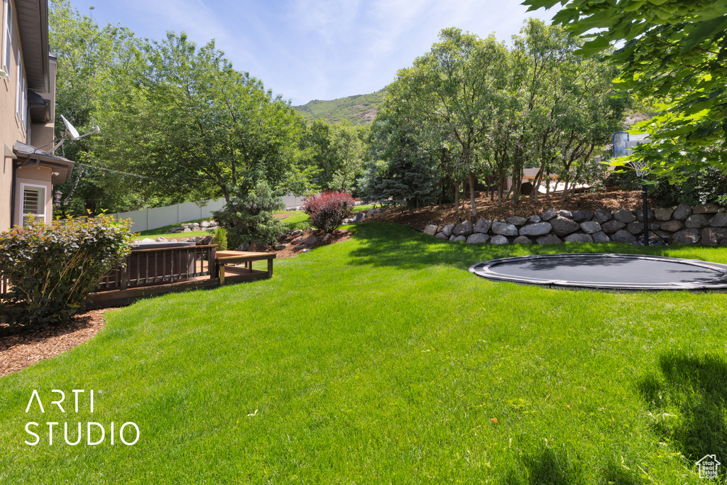 View of yard with a mountain view