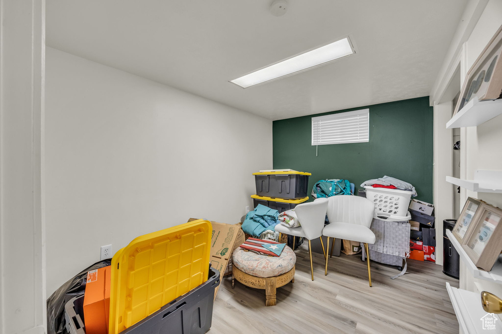Bedroom with wood finished floors