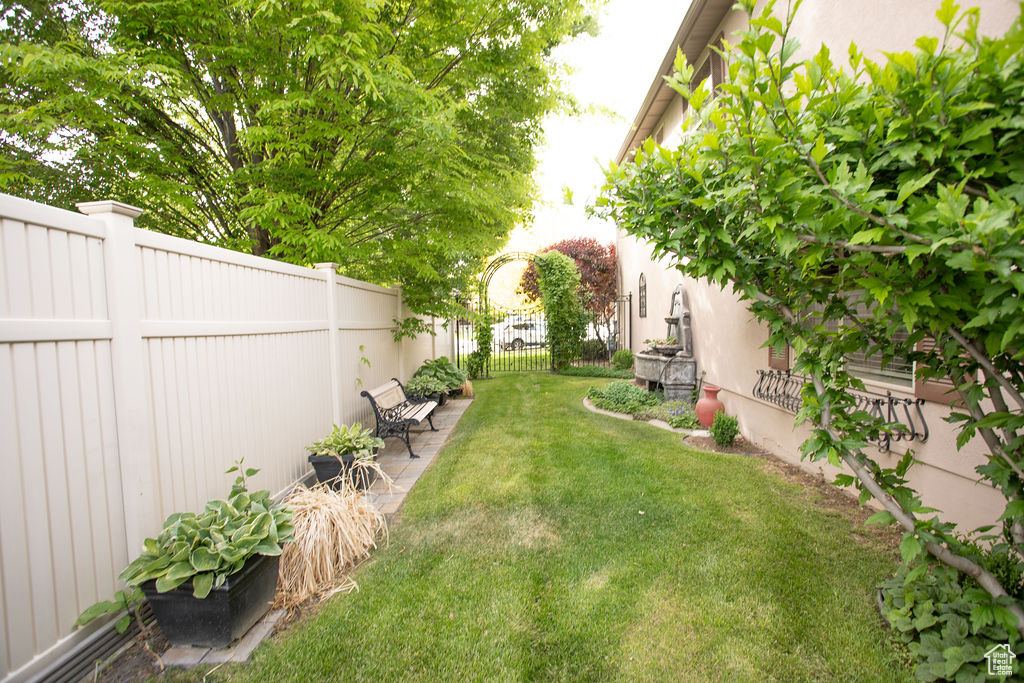 View of yard with a patio