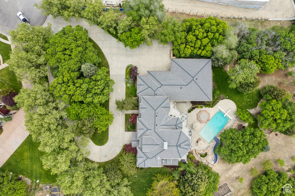 Aerial view of a pool area