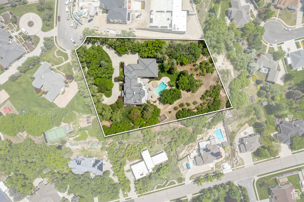 View of property location with nearby suburban area and property boundaries highlighted