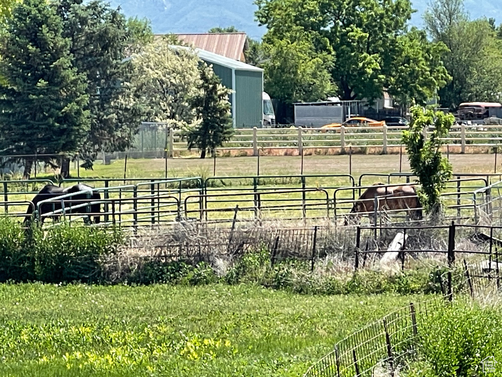 View of yard with a view of countryside