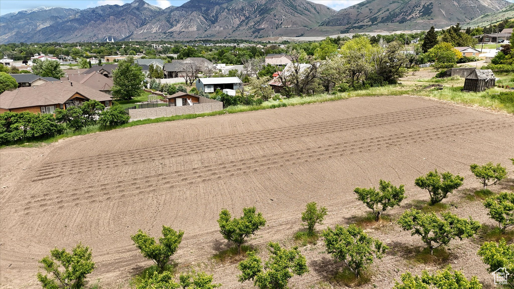 View of mountain background with nearby suburban area
