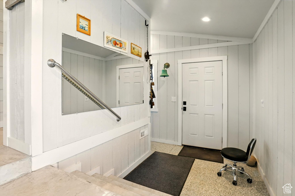 Mudroom with baseboards and recessed lighting