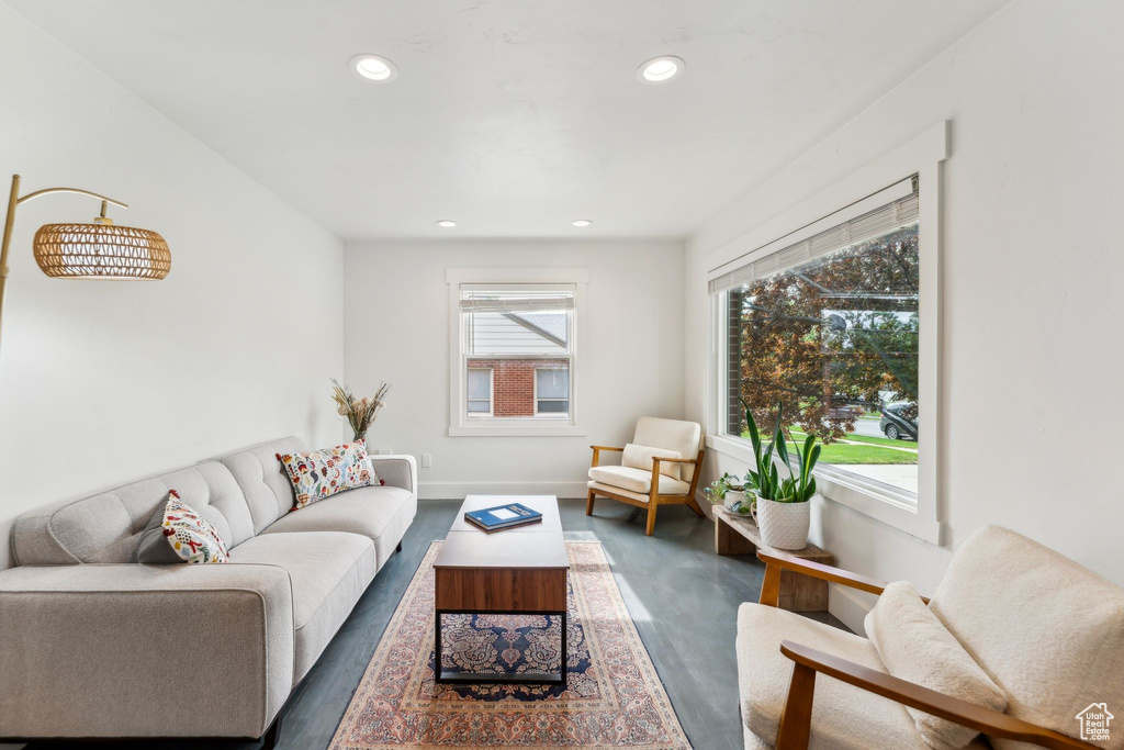 Living room featuring recessed lighting and baseboards
