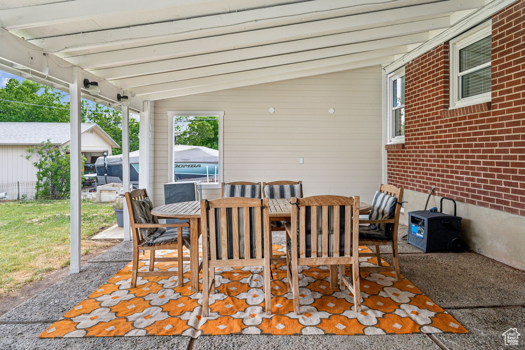 View of patio featuring outdoor dining space