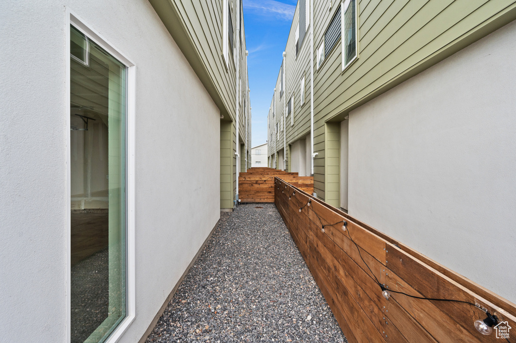 View of property exterior with stucco siding