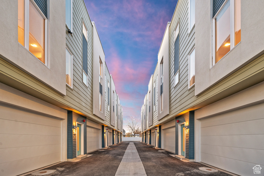 View of concrete alley