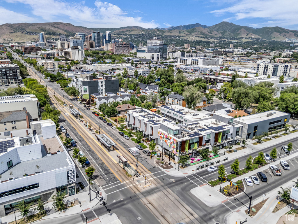 View of urban area with a mountainous background
