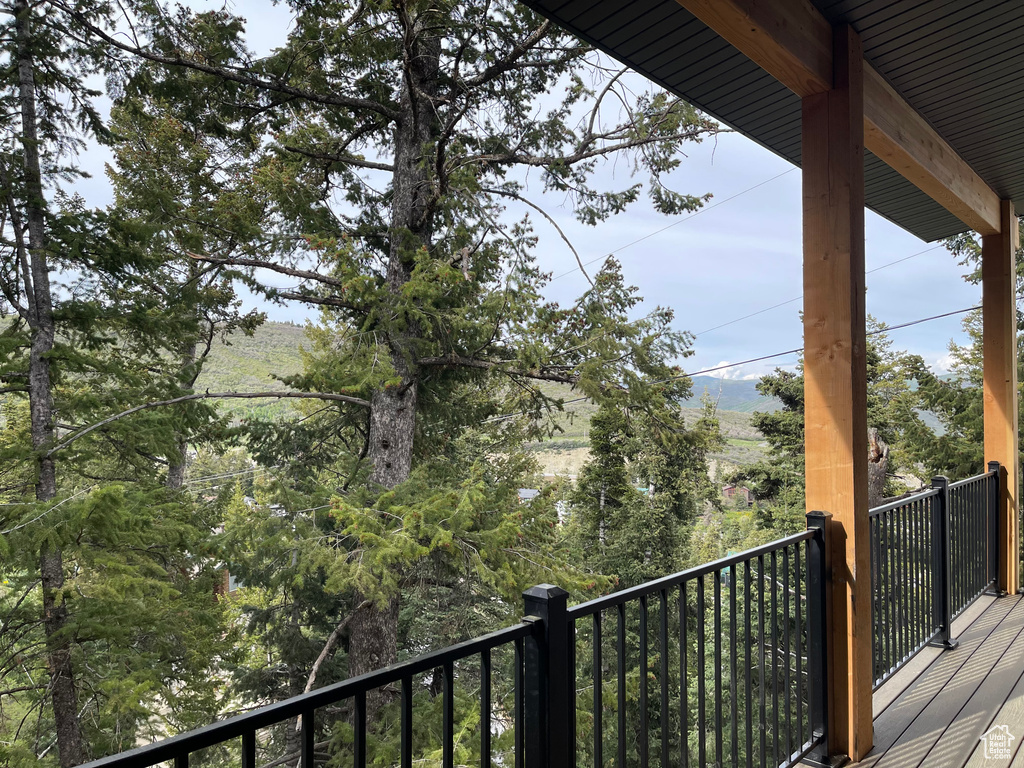 Balcony with a mountain view