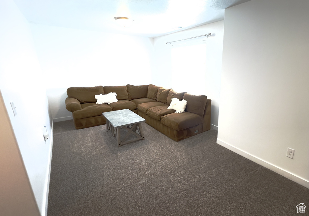 Living area with baseboards and carpet floors
