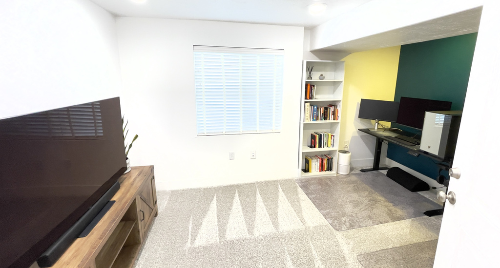 Office space featuring carpet flooring