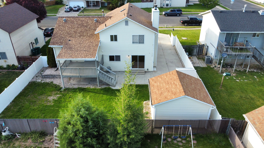 Aerial perspective of suburban area