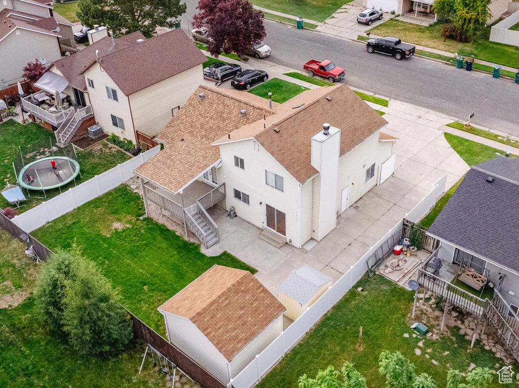Aerial perspective of suburban area