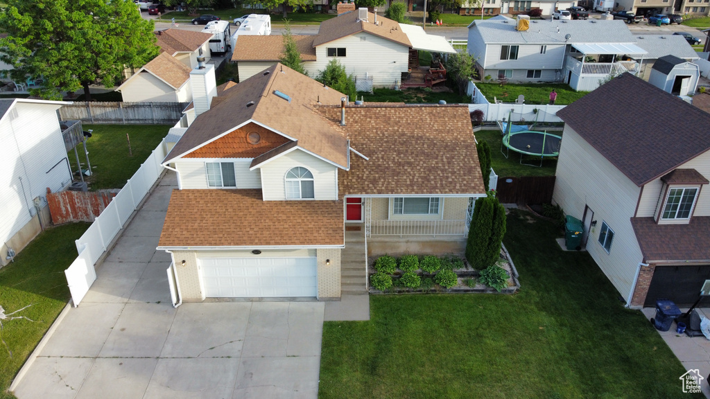 Aerial perspective of suburban area