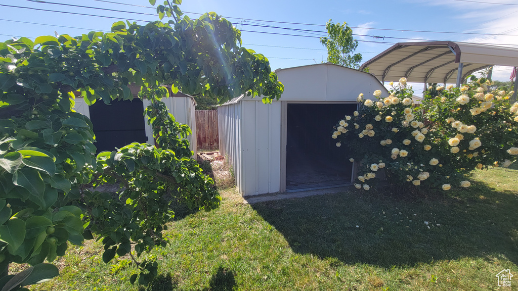 View of yard featuring a detached carport