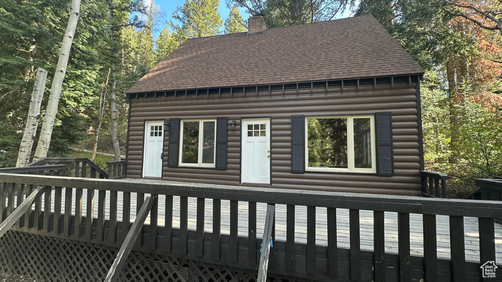 View of wooden deck