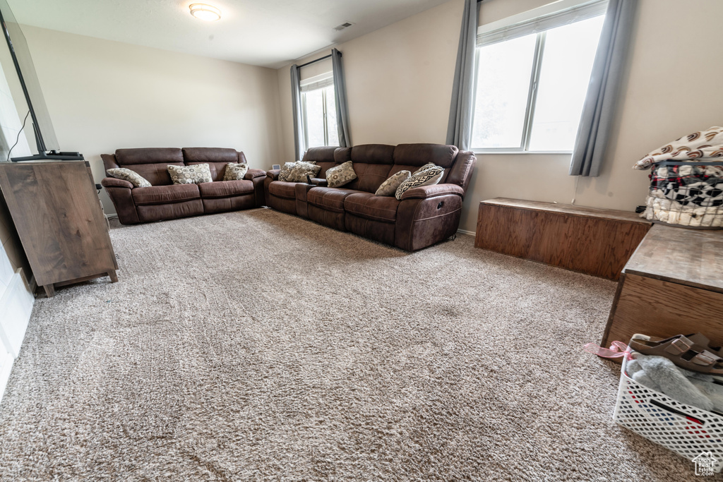View of carpeted living area