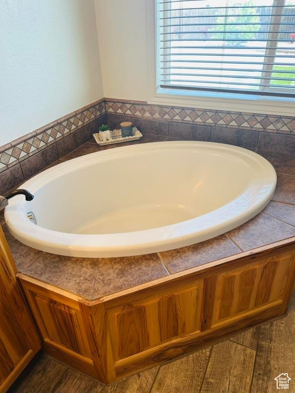 Bathroom with a garden tub and healthy amount of natural light