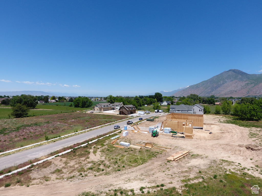 Aerial view of a mountain backdrop