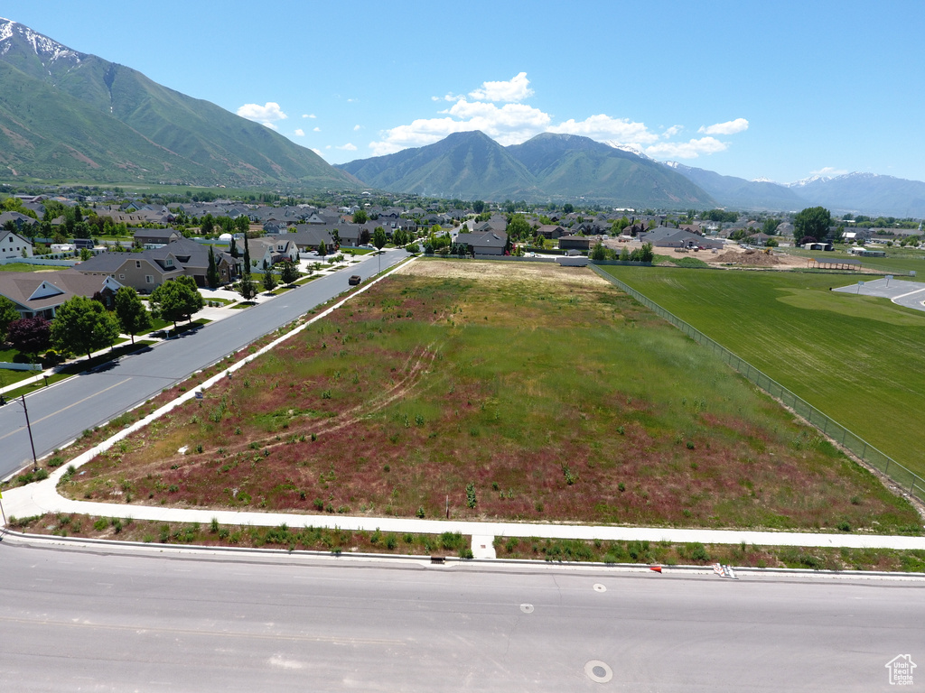View of mountain background with nearby suburban area
