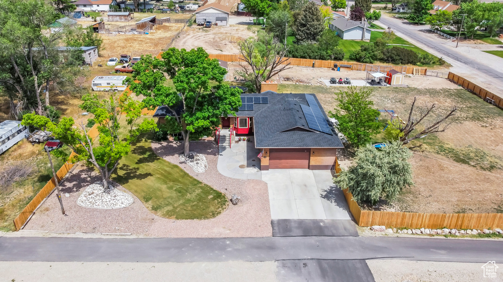 Aerial perspective of suburban area