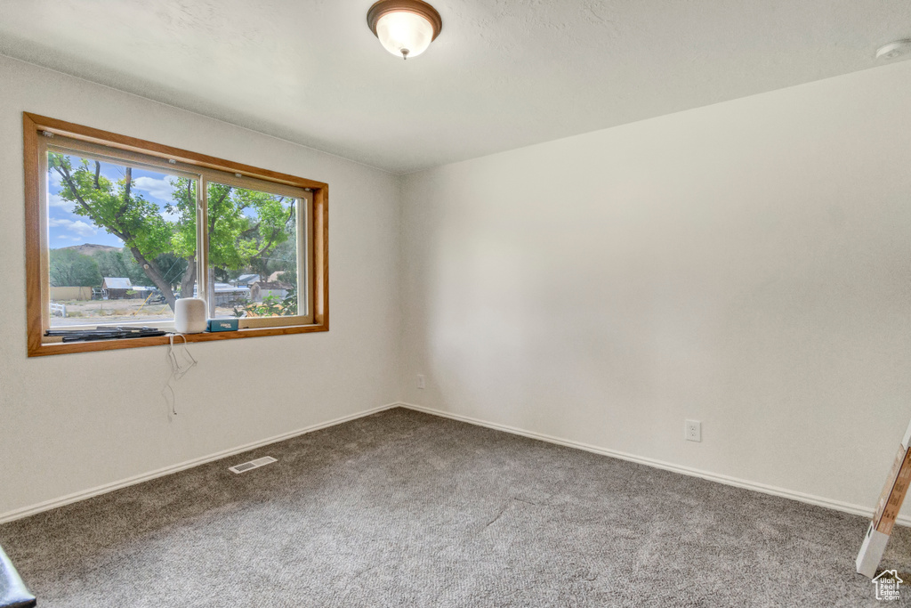Carpeted spare room with baseboards