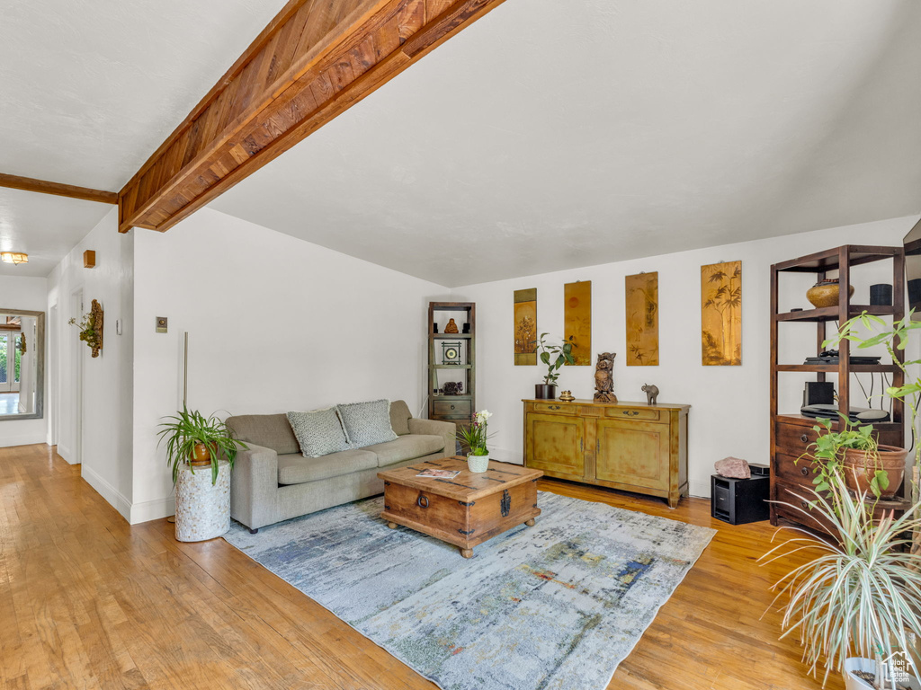 Living area featuring light wood-style floors