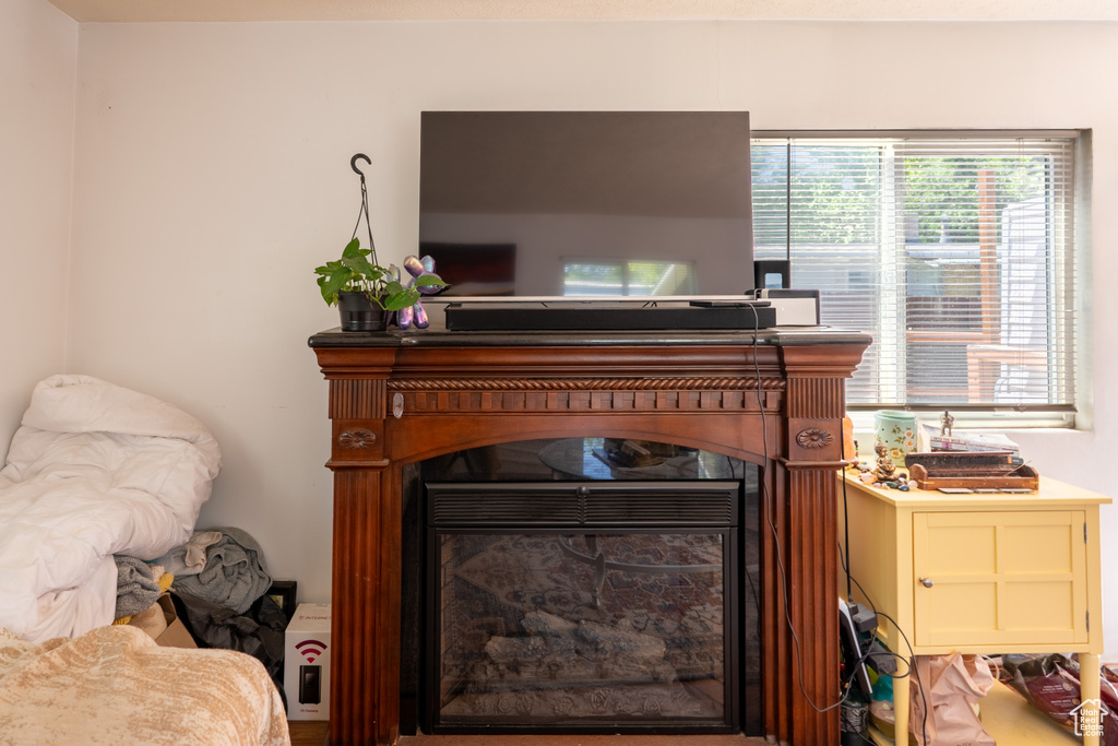 Detailed view of a fireplace