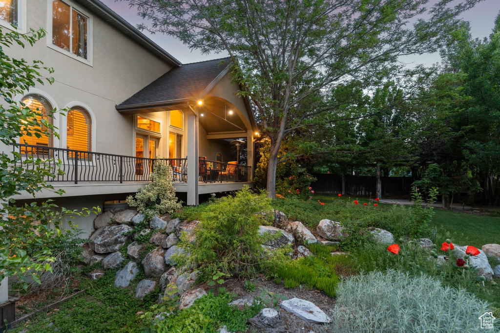 View of yard featuring a deck