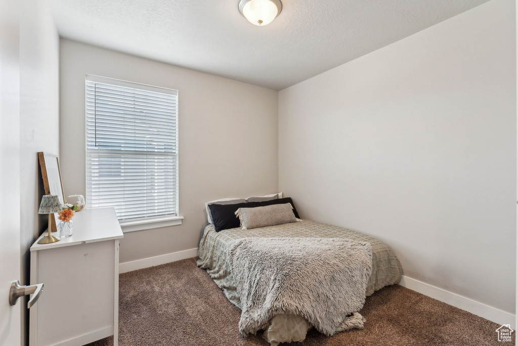 Bedroom with carpet, multiple windows, and baseboards