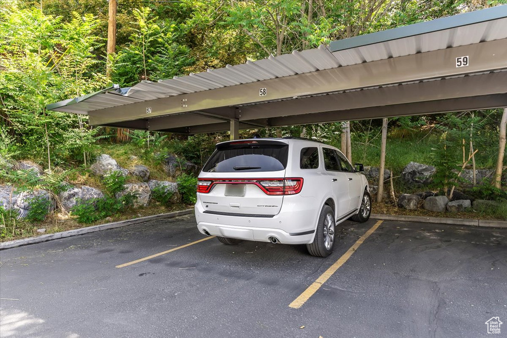 View of covered parking lot