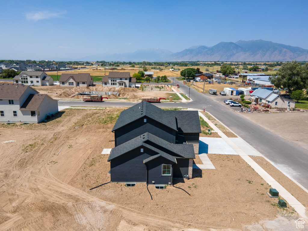Drone / aerial view of a mountainous background