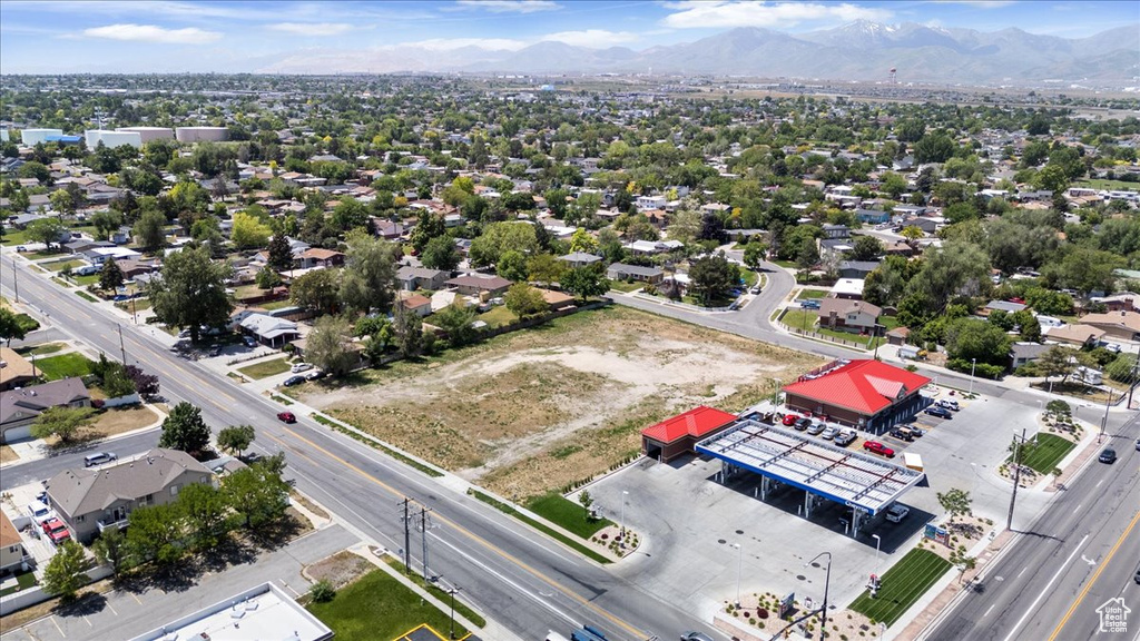 Drone / aerial view of a mountain backdrop