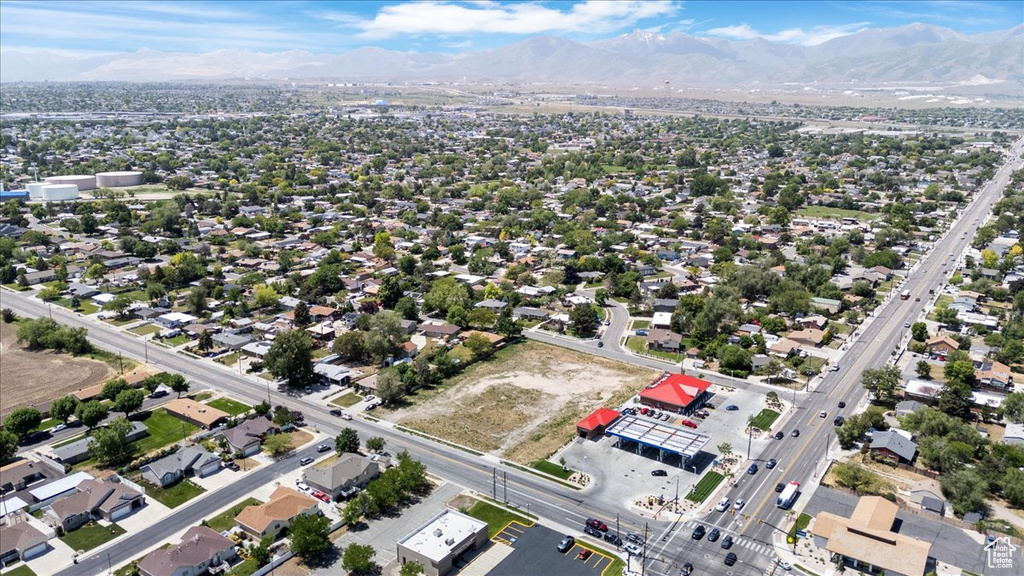 Drone / aerial view of a mountainous background