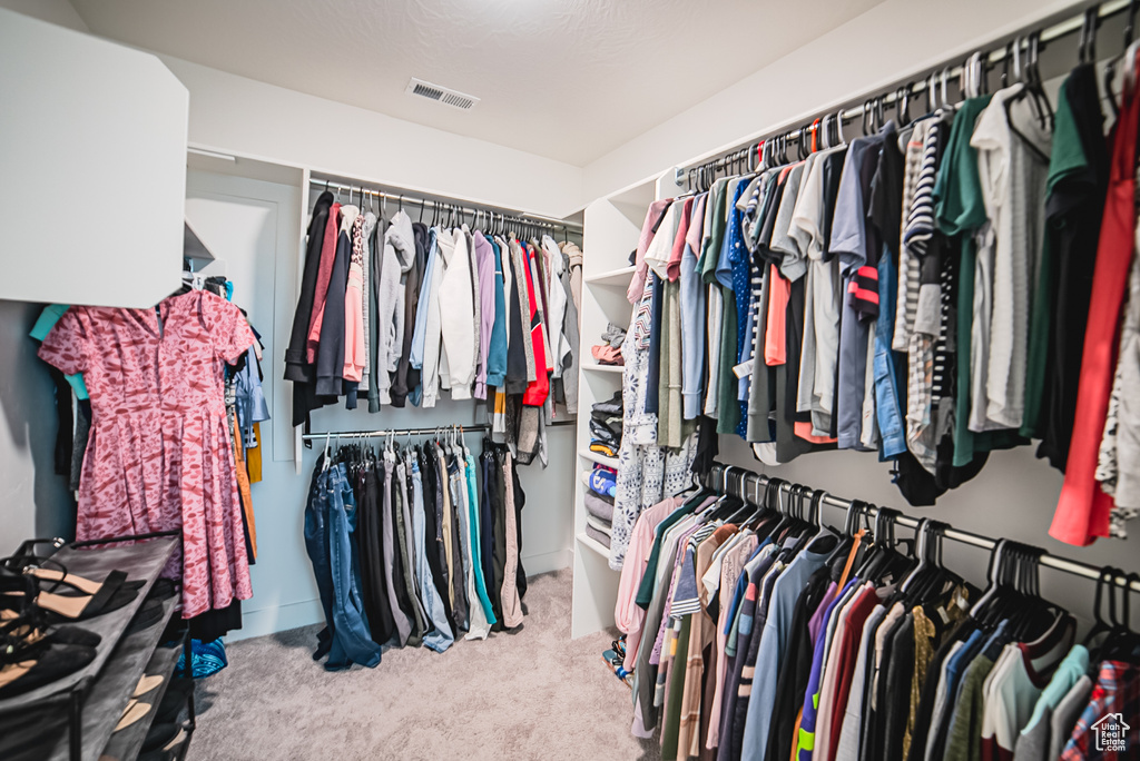 Walk in closet with carpet