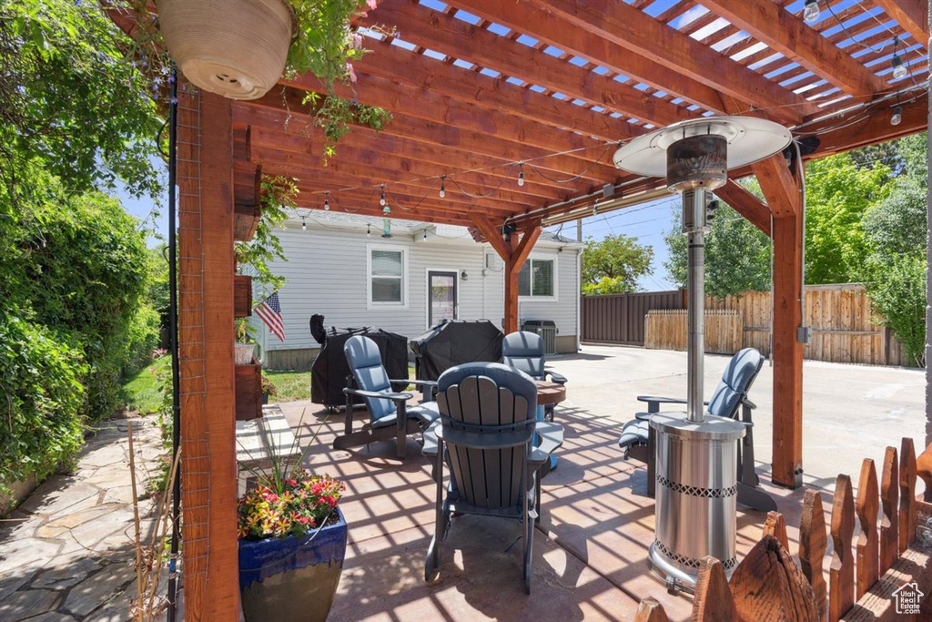 View of patio / terrace with a pergola