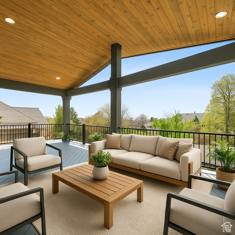 View of patio with an outdoor living space