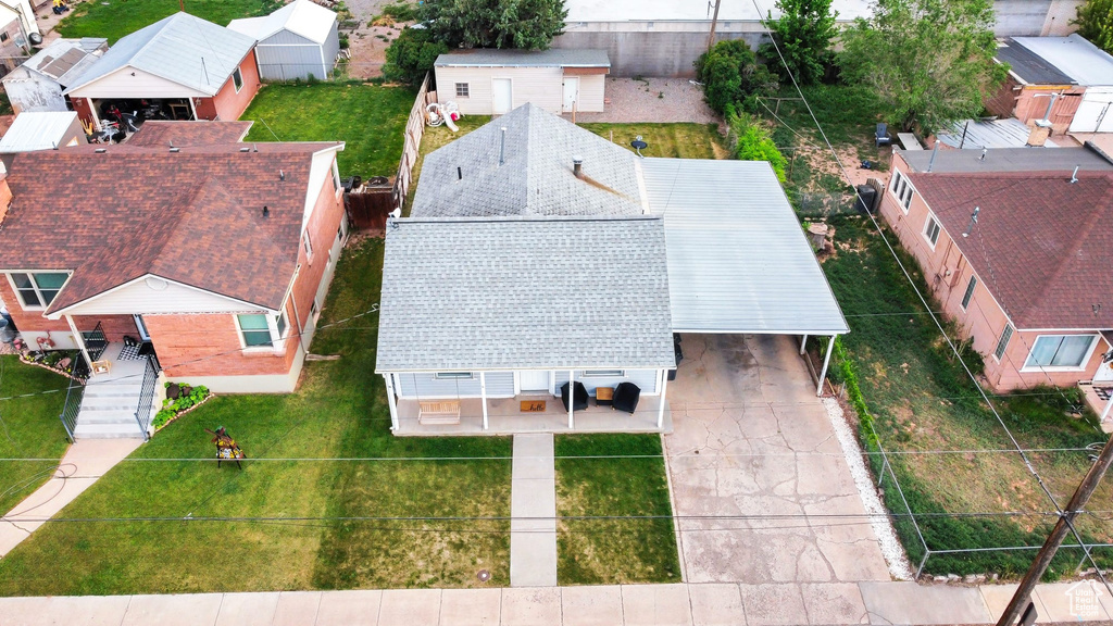 Aerial perspective of suburban area