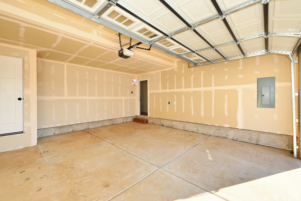 Garage featuring electric panel