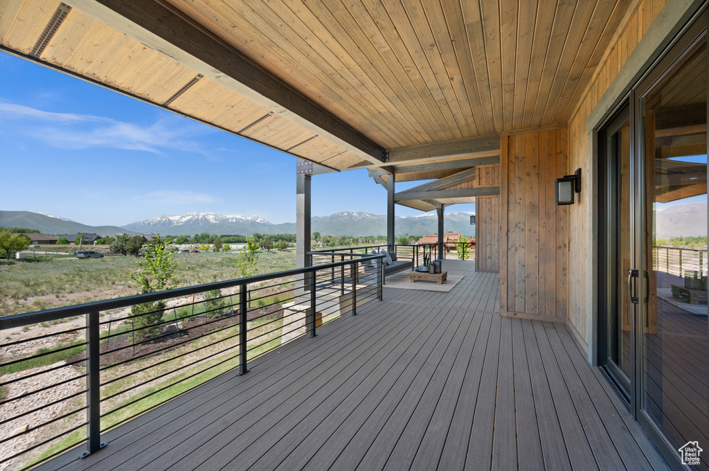 Deck featuring a mountain view