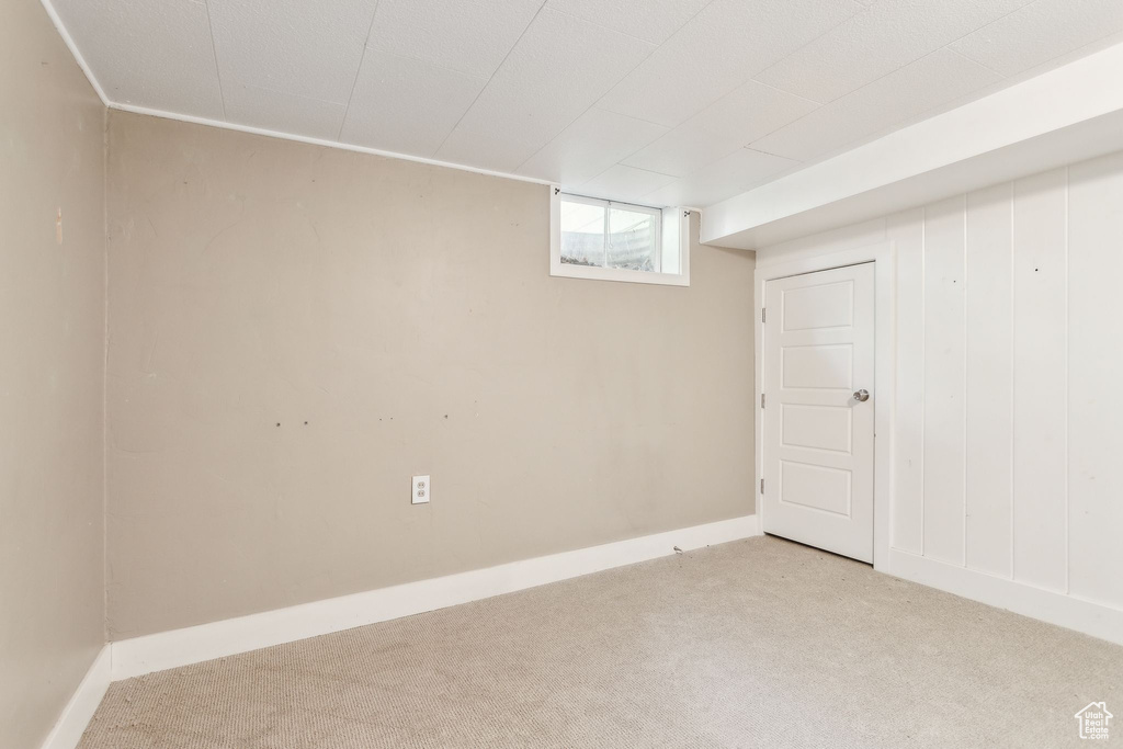 Basement featuring carpet floors