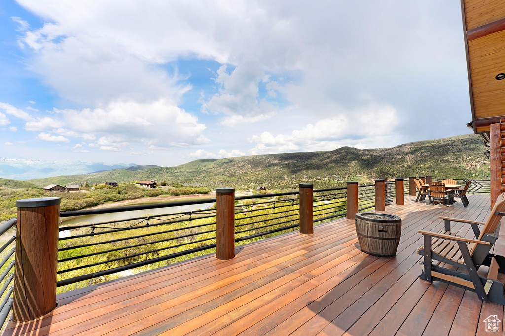 Deck featuring a mountain view