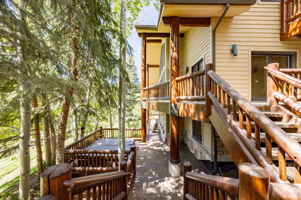 Wooden terrace with stairs