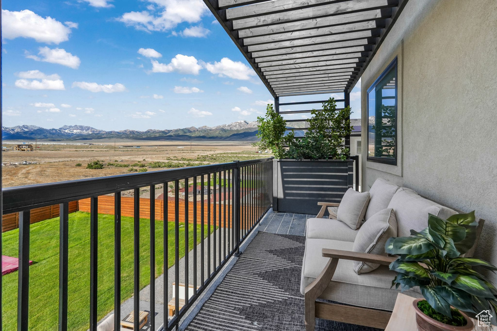 Balcony with a mountain view