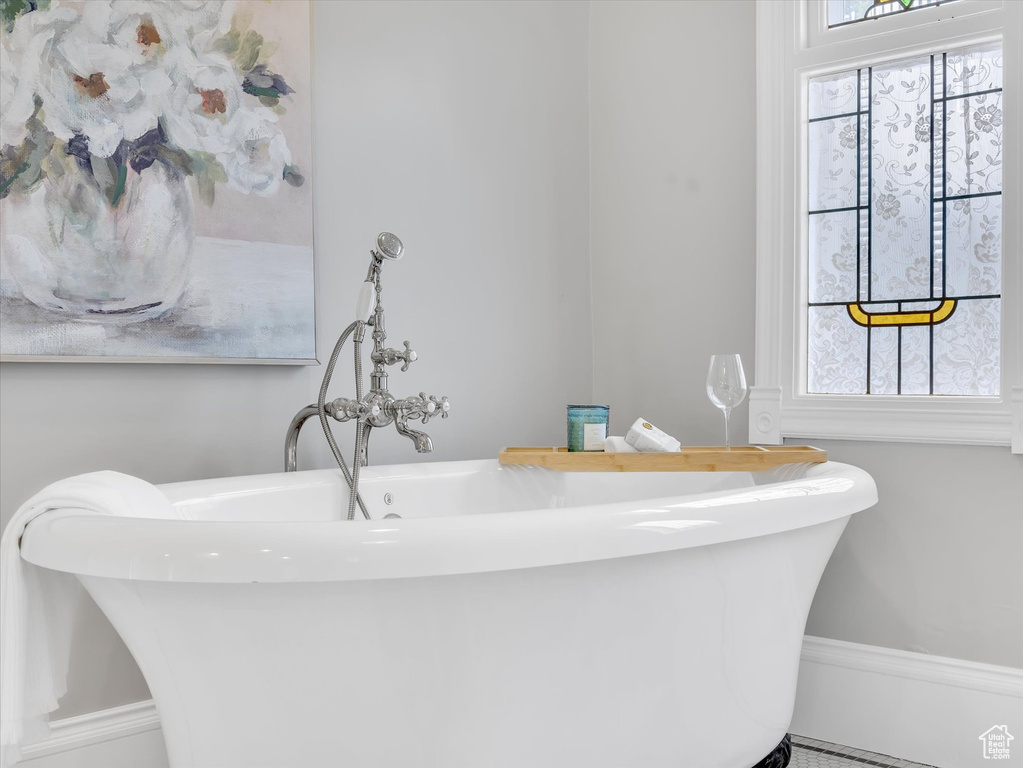 Full bath with a freestanding tub
