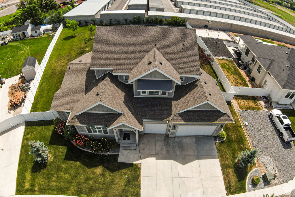 Aerial perspective of suburban area