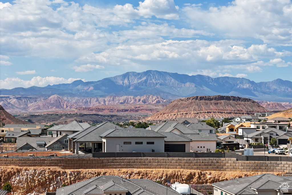Mountain view featuring nearby suburban area