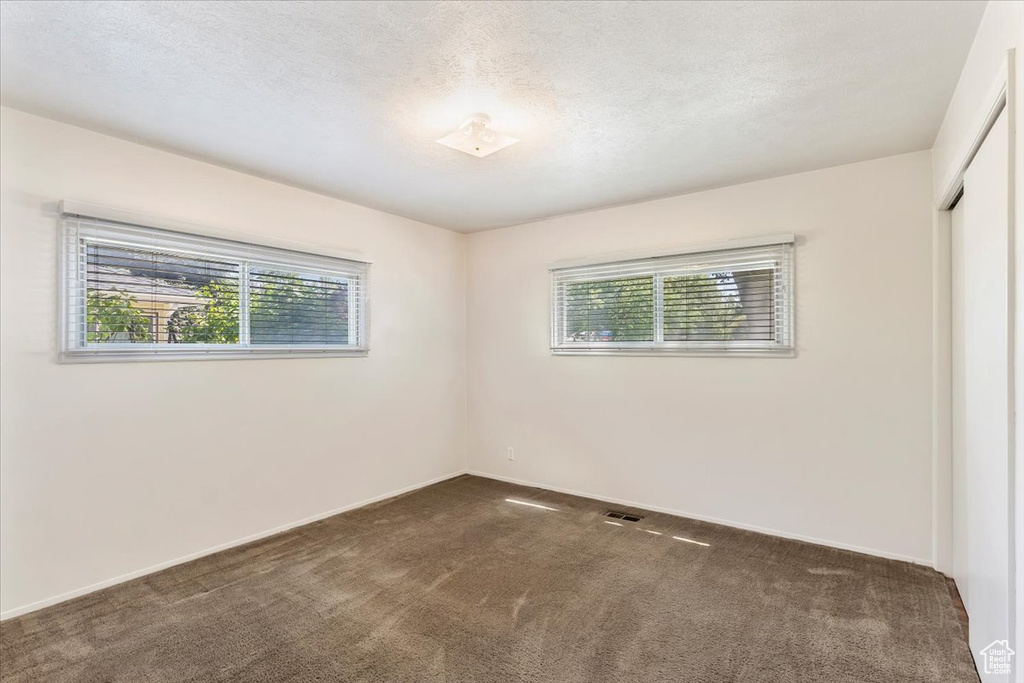 Carpeted empty room with plenty of natural light and baseboards